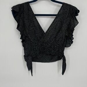 Free People Black and White Polka Dot Blouse